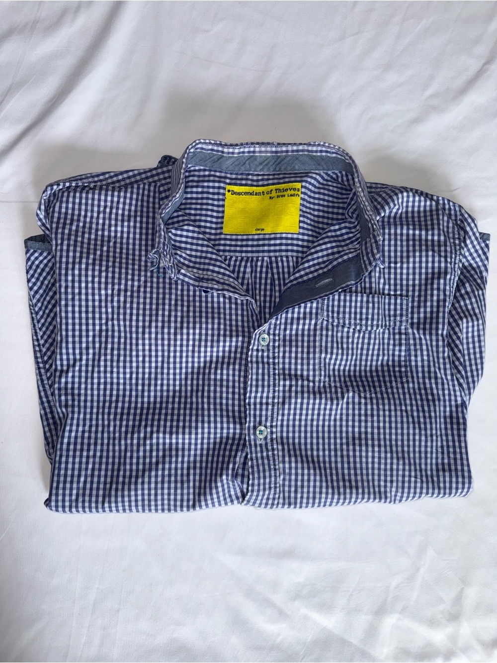 Men's Descendants Of Thieves Blue Gingham Casual Button-Down Shirt